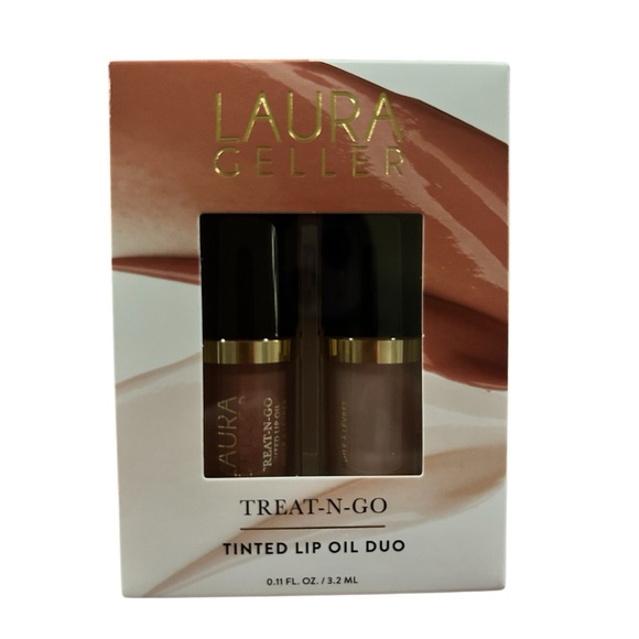 NWT Laura Gellar Treat N Go Tinted Lip Oil Duo in High Stakes & A-Game - Picture 2 of 5